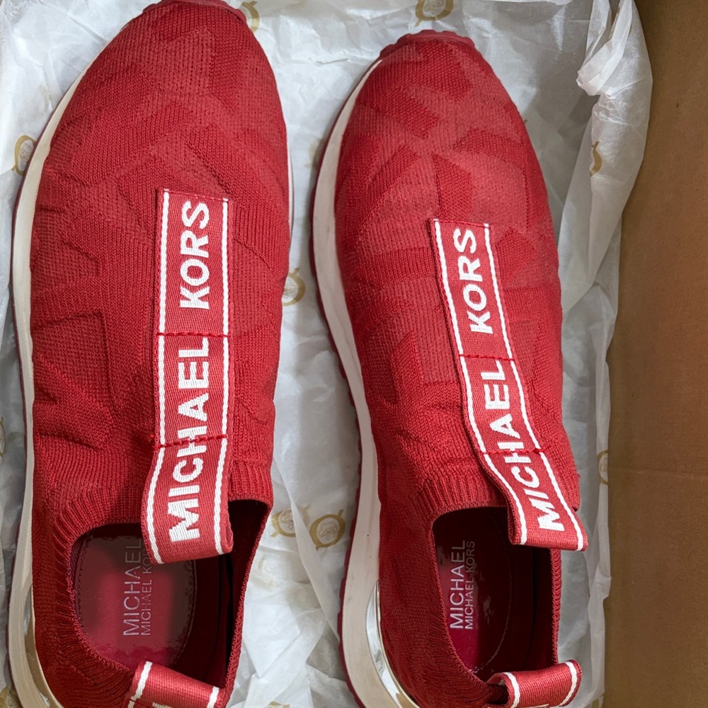 Michael Kors Vibrant Red Knit Sneakers